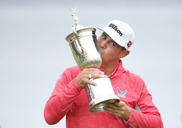 PEBBLE BEACH, CALIFORNIA - JUNE 16: Gary Woodland of the United States poses with the trophy after winning the 2019 U.S. Open at Pebble Beach Golf Links on June 16, 2019 in Pebble Beach, California. (Photo by Christian Petersen/Getty Images)