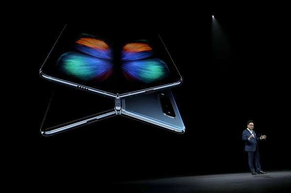 SAN FRANCISCO, CALIFORNIA - FEBRUARY 20: DJ Koh, President and CEO of IT & Mobile Communications Division of Samsung Electronics, announces the new Samsung Galaxy Fold smartphone during the Samsung Unpacked event on February 20, 2019 in San Francisco, California. Samsung announced a new foldable smart phone. (Photo by Justin Sullivan/Getty Images)