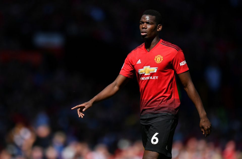 MANCHESTER, ENGLAND - MAY 12: Paul Pogba of Manchester United looks on during the Premier League match between Manchester United and Cardiff City at Old Trafford on May 12, 2019 in Manchester, United Kingdom. (Photo by Dan Mullan/Getty Images)