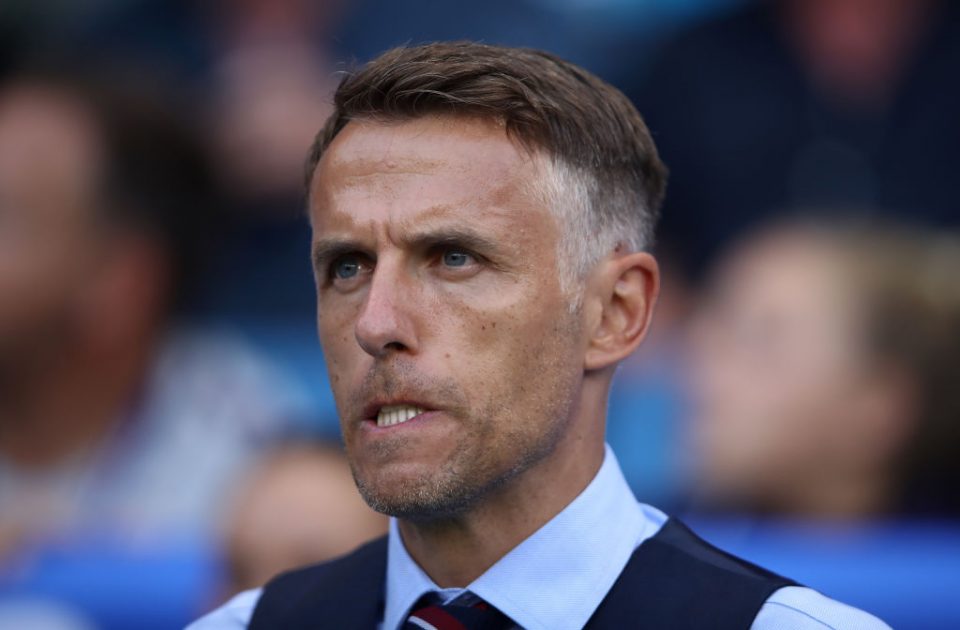 LE HAVRE, FRANCE - JUNE 27: Philip Neville, Head Coach of England looks on prior to the 2019 FIFA Women's World Cup France Quarter Final match between Norway and England at Stade Oceane on June 27, 2019 in Le Havre, France. (Photo by Alex Grimm/Getty Images)