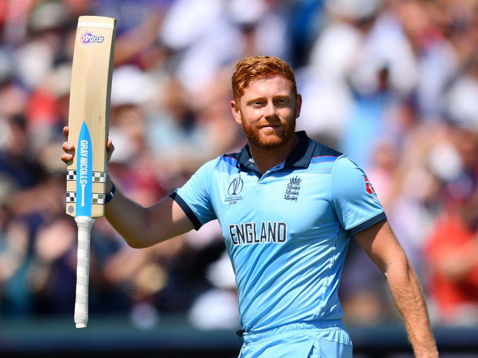 CHESTER-LE-STREET, ENGLAND - JULY 03: Jonny Bairstow of England acknowledges the crowd as he walks off after scoring his century during the Group Stage match of the ICC Cricket World Cup 2019 between England and New Zealand at Emirates Riverside on July 03, 2019 in Chester-le-Street, England. (Photo by Clive Mason/Getty Images)