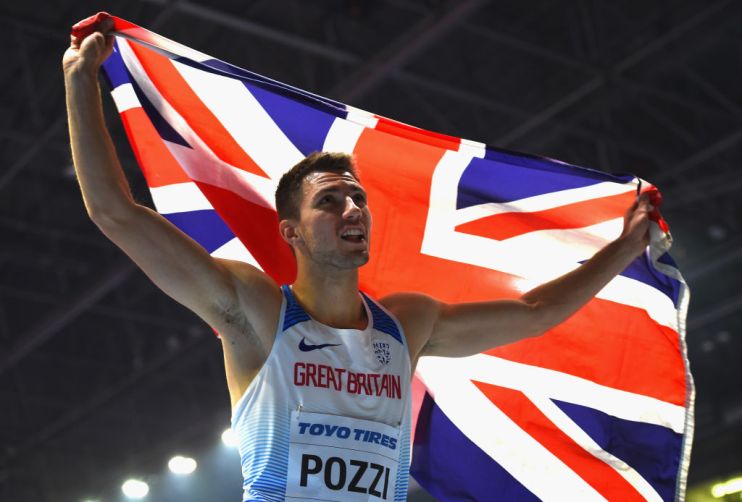 BIRMINGHAM, ENGLAND - MARCH 04: Andrew Pozzi of Great Britain celebrates winning the Men's 60m Hurdles Final during Day Four of the IAAF World Indoor Championships at Arena Birmingham on March 4, 2018 in Birmingham, England. (Photo by Tony Marshall/Getty Images)