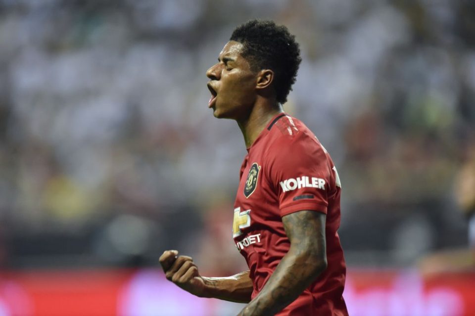 Manchester United's Marcus Rashford gestures during the International Champions Cup football tournament between English Premier League sides Manchester United and Tottenham at Hongkou Football Stadium in Shanghai, on July 25, 2019. (Photo by HECTOR RETAMAL / AFP) (Photo credit should read HECTOR RETAMAL/AFP/Getty Images)