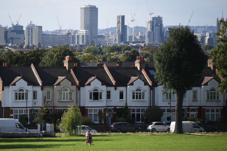 UK house prices: Mock Tudor homes border a park