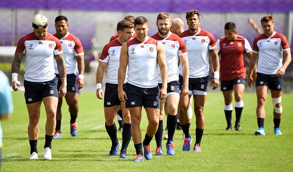 England's players take part in a training session in Tokyo on October 1, 2019, during the Japan 2019 Rugby World Cup. (Photo by William WEST / AFP) (Photo credit should read WILLIAM WEST/AFP/Getty Images)