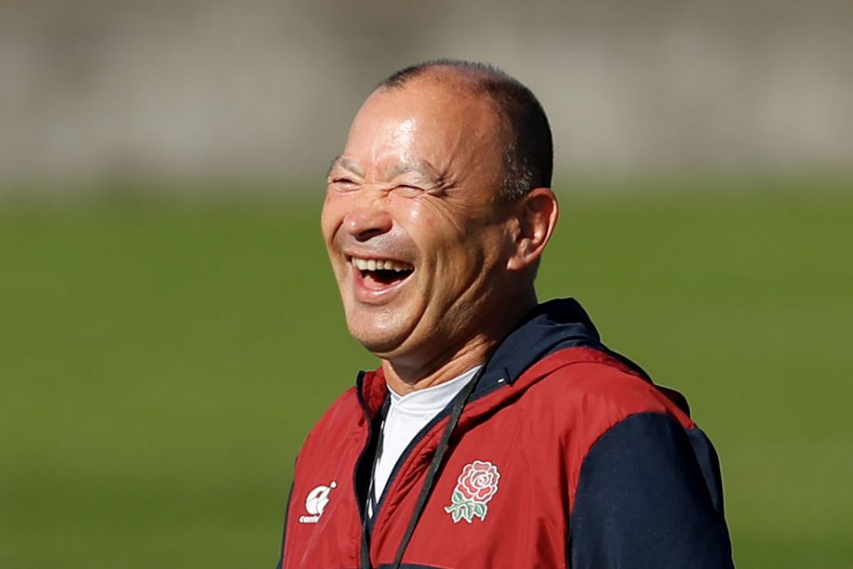 England's head coach Eddie Jones laughs during a training session at Fuchu Asahi Football Park in Tokyo on October 30, 2019, ahead of their Japan 2019 Rugby World Cup final against South Africa. (Photo by Odd ANDERSEN / AFP) (Photo by ODD ANDERSEN/AFP via Getty Images)