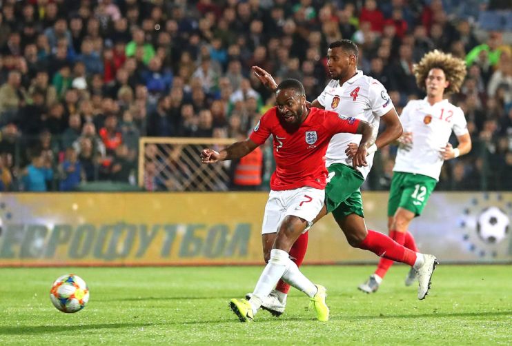 SOFIA, BULGARIA - OCTOBER 14: Raheem Sterling of England scores his sides fifth goal during the UEFA Euro 2020 qualifier between Bulgaria and England on October 14, 2019 in Sofia, Bulgaria. (Photo by Catherine Ivill/Getty Images)