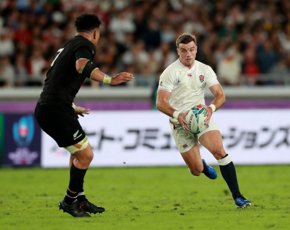 YOKOHAMA, JAPAN - OCTOBER 26: George Ford of England runs with the ball during the Rugby World Cup 2019 Semi-Final match between England and New Zealand at International Stadium Yokohama on October 26, 2019 in Yokohama, Kanagawa, Japan. (Photo by David Rogers/Getty Images)