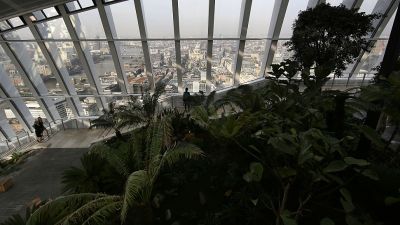Visitors To The Sky Garden At The Top Of London's Newest Skyscraper