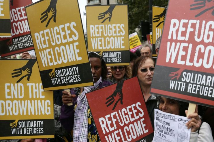 BRITAIN-POLITICS-MIGRANTS-REFUGEES-DEMO