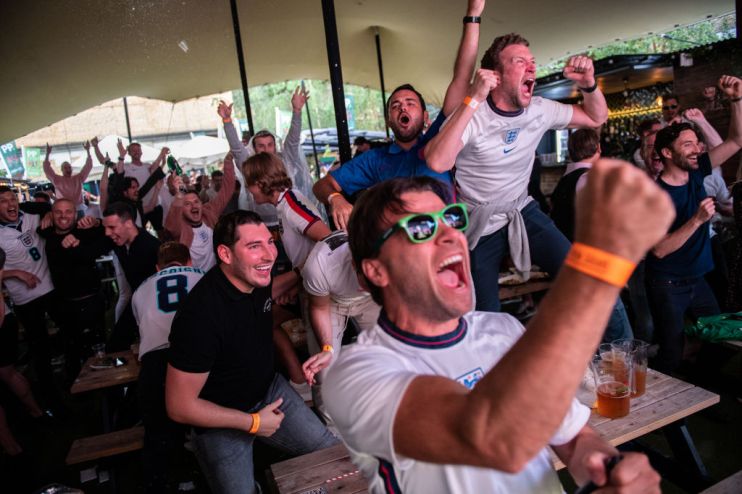Football Fans Support England Against Ukraine In Their Euro 2020 Match