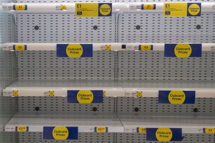 Supermarket Shelves Empty As Covid And Brexit Lorry Shortage Frustrate Restocking