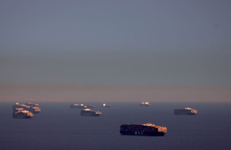Consumers Buying Goods Online During The Covid Pandemic Results In Backup Of Tanker Ships At Long Beach Port