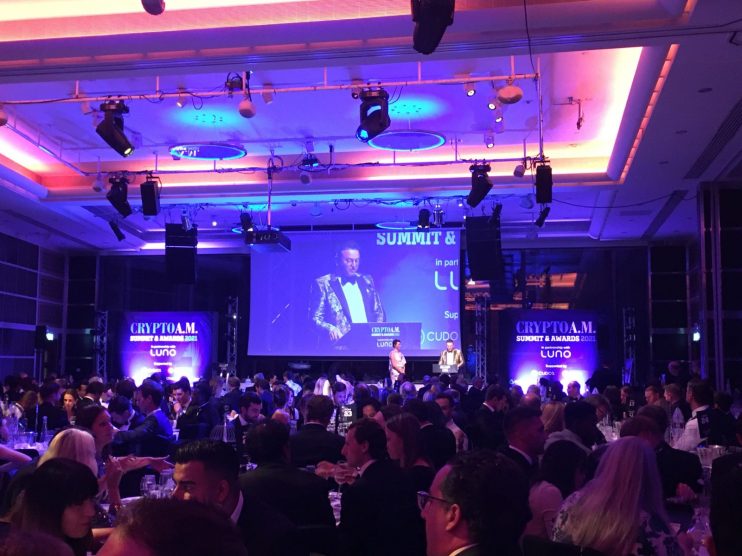 James Bowater presents the Crypto A.M. awards.