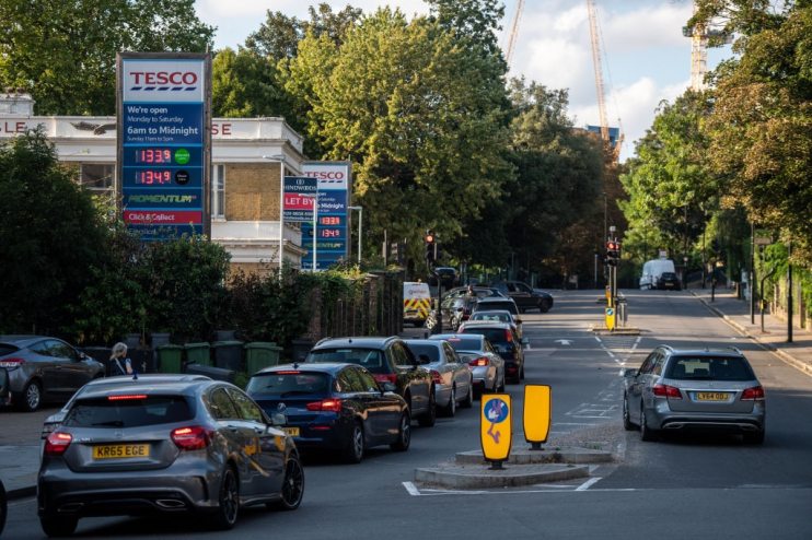 Queues And Closures At British Petrol Stations Amid Haulier Shortage