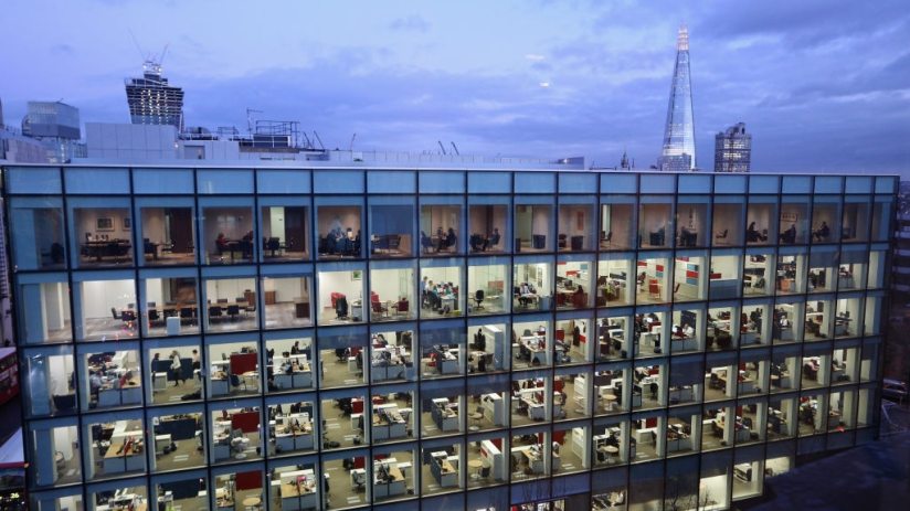 Workers In Offices At Night In London