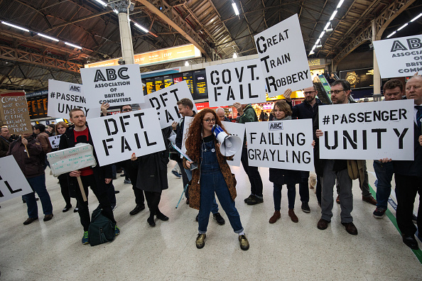Southern And Govia Rail Passengers Protest At The Department Of Transport