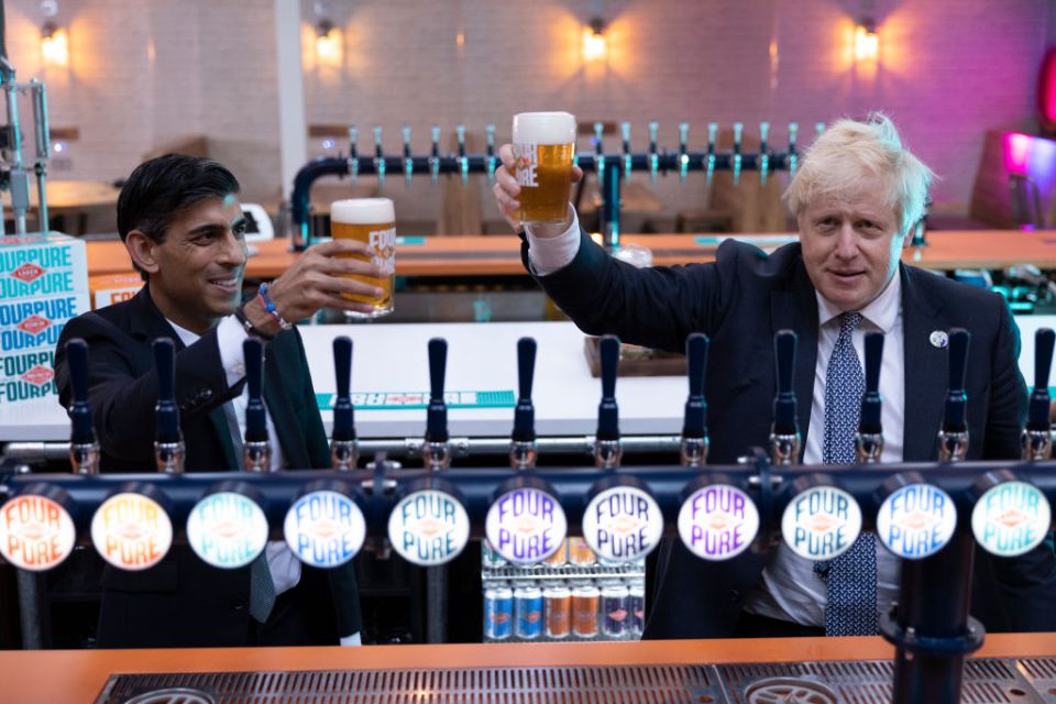 Johnson And Sunak Visit Brewery In South East London