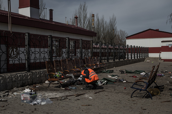 Russian missile strike on Kramatorsk railway station in Ukraine