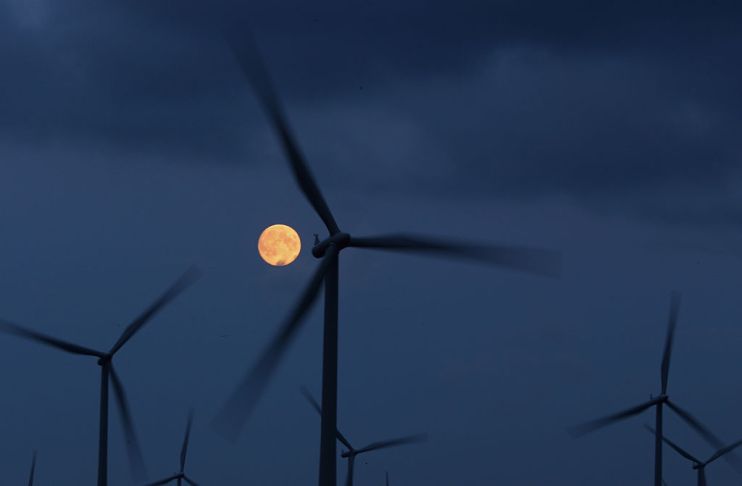 Moon Rises Over Whitelee Wind Farm
