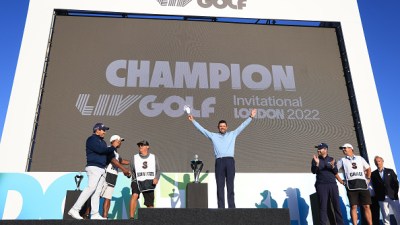 Charl Schwartzel won the first LIV Golf Invitational at Centurion Club near London on Saturday