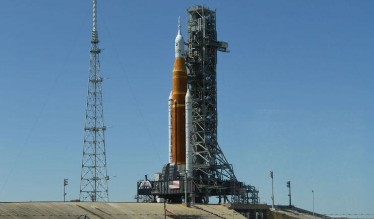 NASA's Artemis Moon Rocket Is Shown On Launch Pad As It Awaits Testing Prior To Its Moon Mission