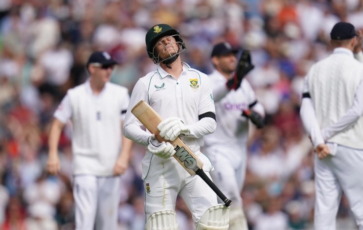 South Africa's Ryan Rickelton leaves the field after being dismissed by England's Stuart Broad on day three of the third LV= Insurance Test match at the Kia Oval, London. Picture date: Saturday September 10, 2022. (PA Wire/ PA Images: John Walton)