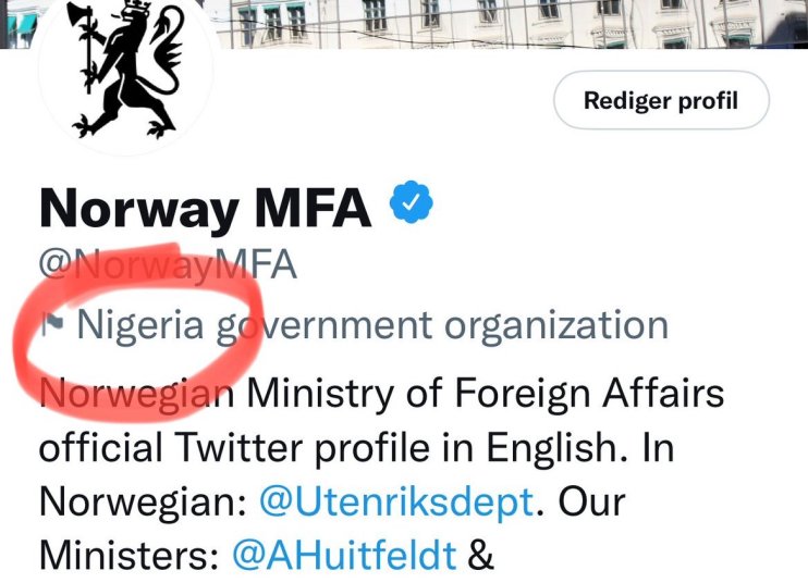 Whoops: Twitter labelled Norway as 'Nigeria'