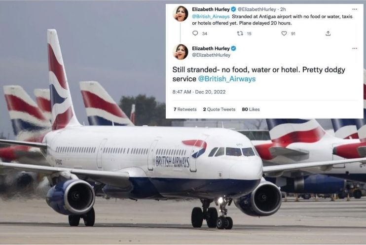 Actress Elizabeth Hurley is one of the thousands of people left stranded following a technical glitch to British Airways’ long-haul flights.