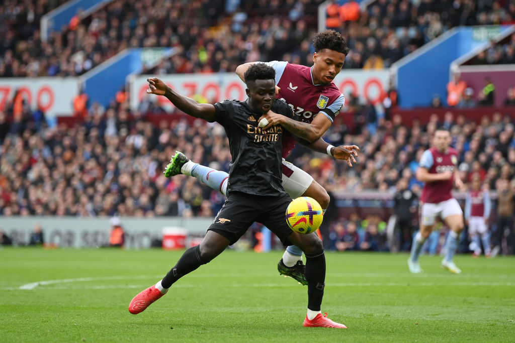 Arsenal's Bukayo Saka was repeatedly fouled in Saturday's win at Aston Villa