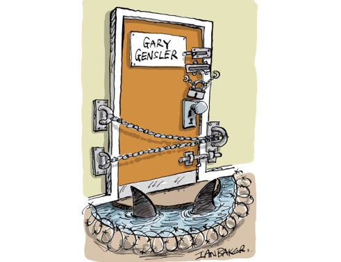 Planet Crypto - Gary Gensler's door