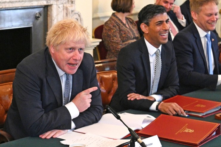 LONDON, ENGLAND – MAY 24: Prime Minister Boris Johnson speaks during a cabinet meeting at 10 Downing Street on May 24, 2022 in London, England. Photographs of Johnson sharing a drink in Downing Street in 2020 during full lockdown have reignited accusations against him, just before the release of a much-anticipated report on “partygate”. (Photo by Daniel Leal – WPA Pool/Getty Images)