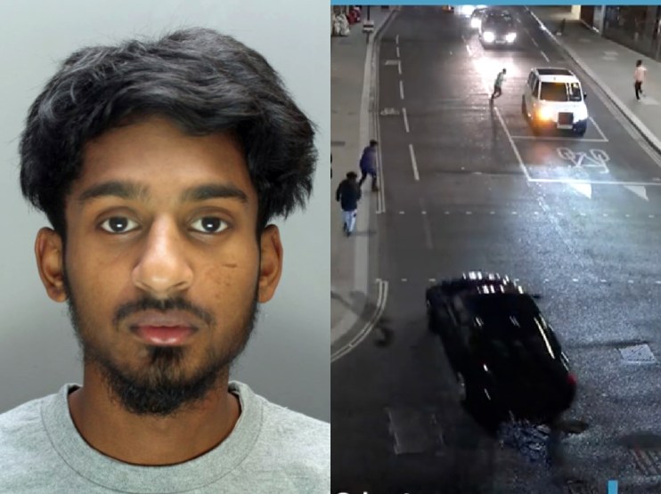 Handout photo issued by the City of London Police of Bristan William - And a screenshot of the incident.