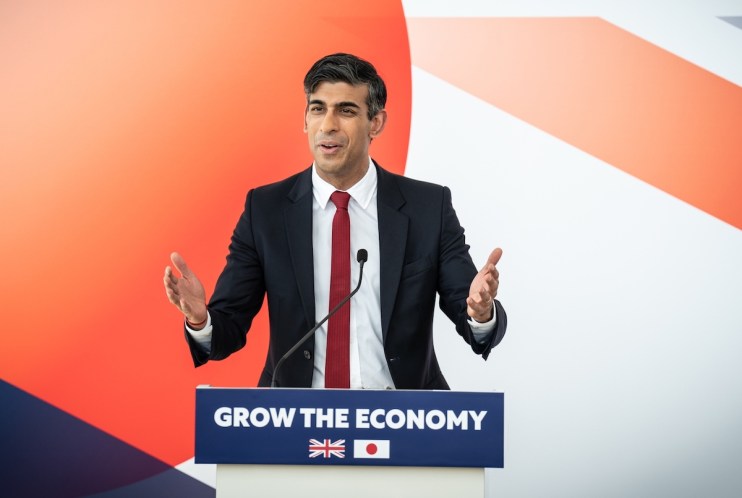 Rishi Sunak making a speech in Tokyo, ahead of the G7 Summit in Japan. Photo: Stefan Rousseau/PA Wire