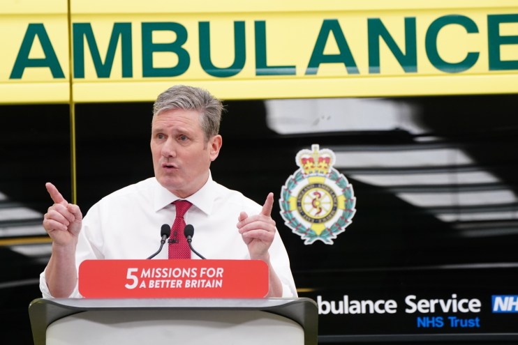 Labour leader Sir Keir Starmer making a speech about the NHS. Photo: Ian West/PA Wire