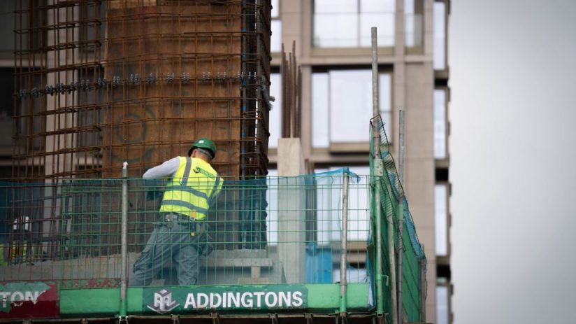 Construction worker on a building site near South Bank, London. (James Manning/PA Wire)