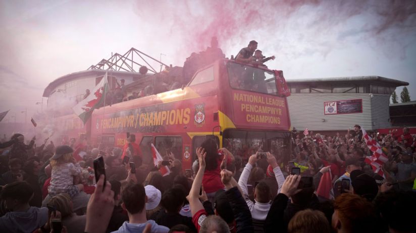 Wrexham FC Celebrate Promotion To League Football With Bus Parade