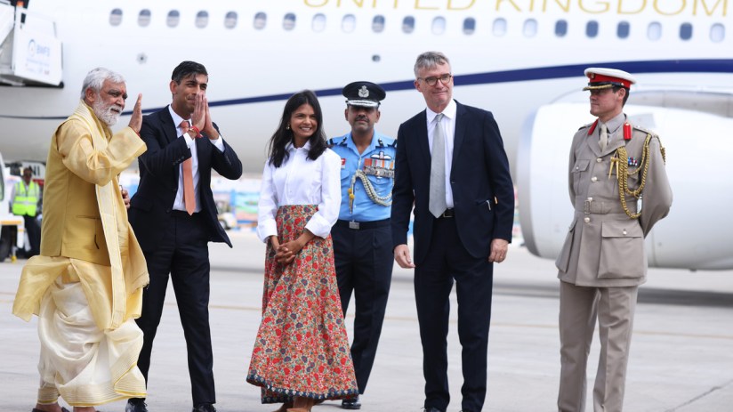 Mired in the crumbling concrete crisis at home, with an escaped terrorist on the loose, Sunak, dubbed India’s ‘son-in-law’, arrives in New Delhi for the G20. Photo: PA