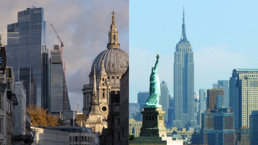 skylines of London and New York