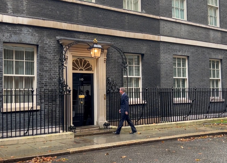 Screen grab taken from PA video of former prime minister David Cameron arriving at 10 Downing Street, London, as Prime Minister Rishi Sunak is conducting a ministerial reshuffle following the sacking of home secretary Suella Braverman.
(Sam Hall/PA Wire)