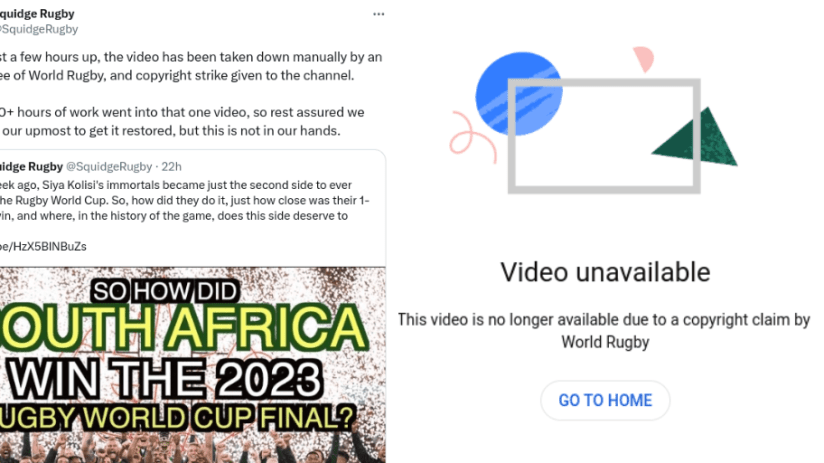 The man behind one of rugby’s biggest fan video content producers, Squidge Rugby, has hit out at World Rugby after his satirical take on the World Cup final became the latest bit of content relating to the tournament to be struck down by copyright claims.
