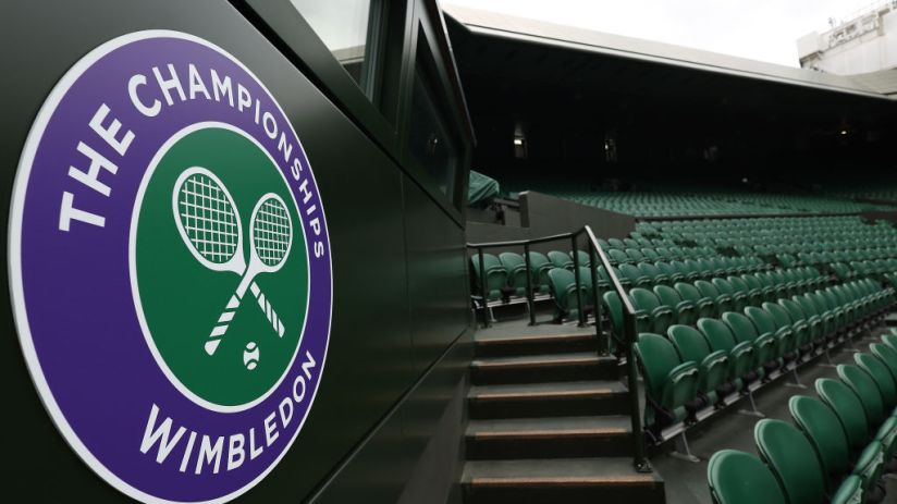 A view of Centre Court at The Championships Wimbledon at The All England Lawn Tennis and Croquet Club