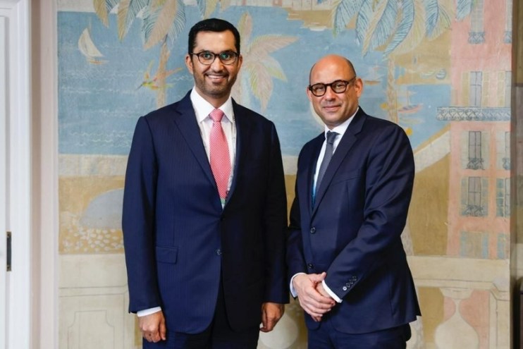 COP28 president Sultan Al Jaber (left) hit out at a reports around his comments on  November 21st