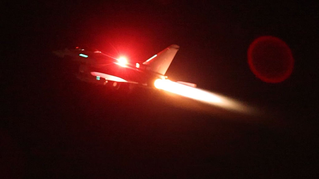 Yemen: UK and US forces, including this RAF Typhoon, have conducted bombing raids on the Houthi rebels in the country