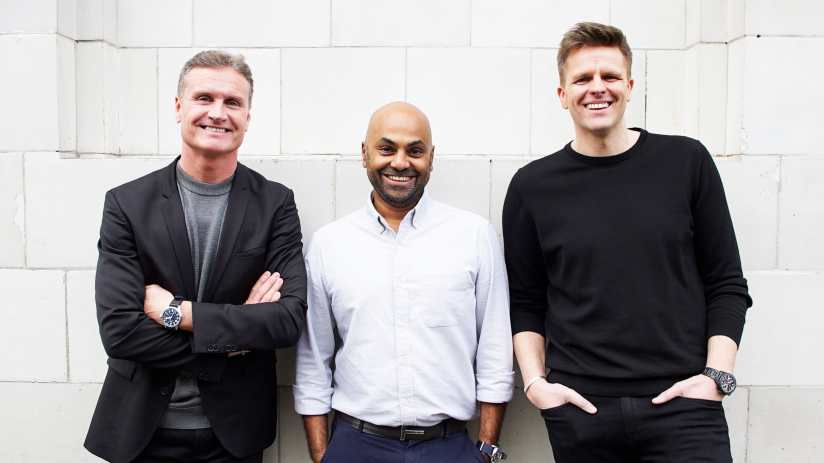 Whisper Films founders David Coulthard, Sunil Patel and Jake Humphrey.