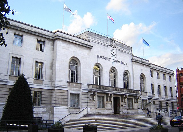 Hackney town hall. The council is one of the public bodies using Made Tech. Photographer: Fin Fahey/Wikipedia/CC BY-SA 2.5/Author Tarquin Binary