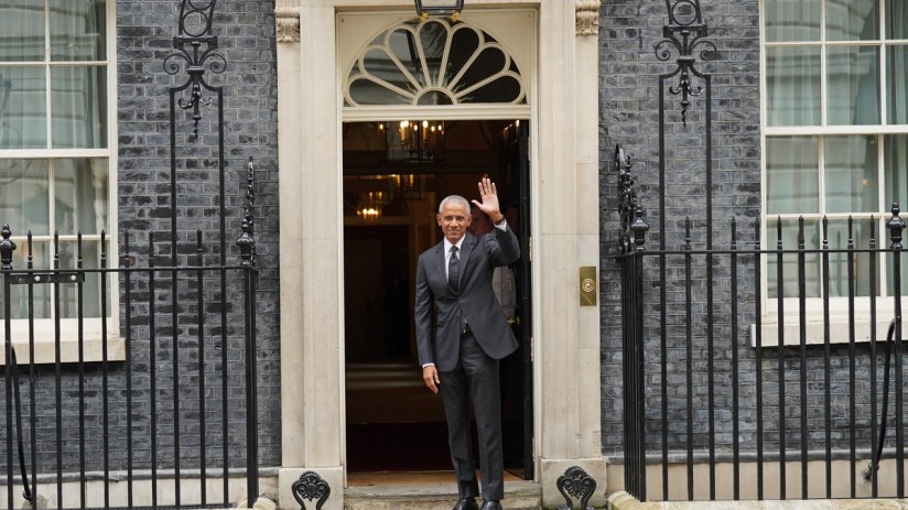 Barack Obama outside No10 Downing Street where he visited Rishi Sunak. Photo: PA
