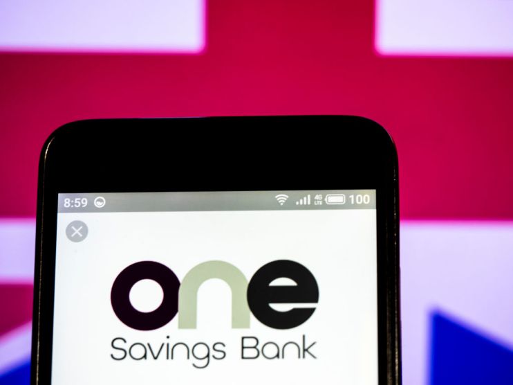 OneSavings Bank logo seen displayed on a smart phone