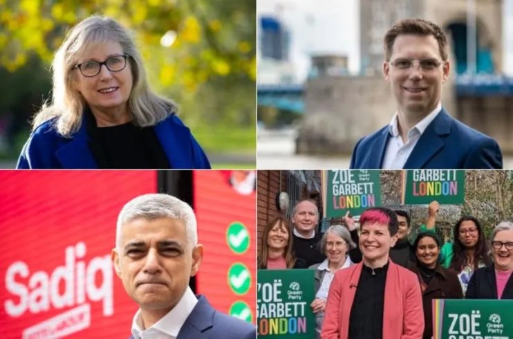 Clockwise from top left: Susan Hall, Rob Blackie, Zoe Garbett and Sadiq Khan.