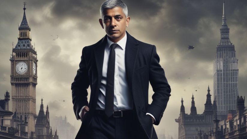 AI generated image of Sadiq Khan in a dystopian London scene